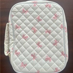 Quilted White Bag with Pink Bows
